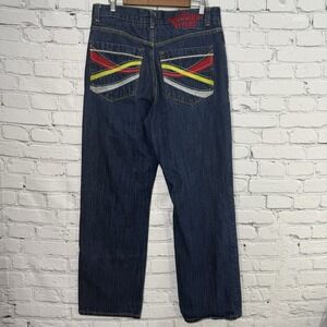 Eight 732 Spaceman Jeans Mens 35x33 Embroidered Wide Leg 8732 Y2k‎ Baggy Hip Hop